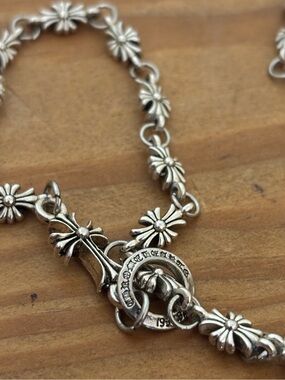RARE VTG 1998 Chrome Hearts Tiny E Rosary Chain & Cro… - Gem